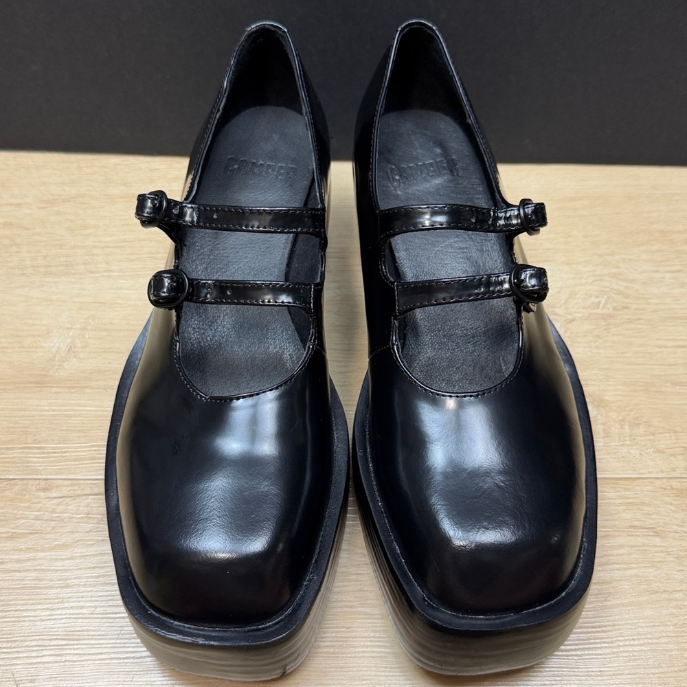 Camper Black Double-Strap Platform Mary Jane Shoes - Picture 6 of 11